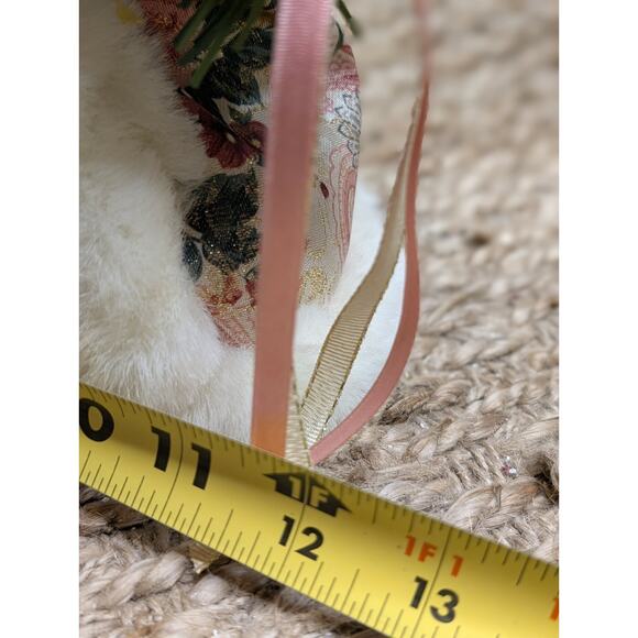 Unique Christmas Holiday Floral Garden Santa Tree Topper Silk Pink Faux-Fur Gown - Picture 11 of 16